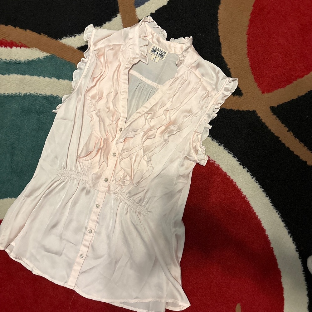 Converse ruffled satin top